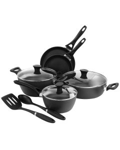 Oster Non Stick 10 Piece Aluminum Cookware Set in Black
