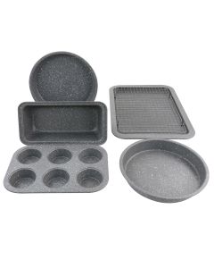 Oster 6 Piece Carbon Steel Non Stick Bakeware Set in Greystone