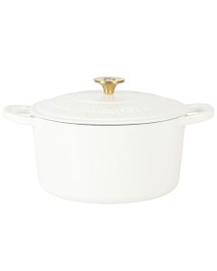 Crockpot Artisan 7 Quart Round Enameled Cast Iron Dutch Oven with Lid in Linen