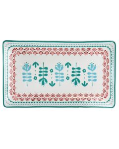 Gibson Home Village Vines 10.6 Inch Fine Ceramic Rectangular Platter in Multi